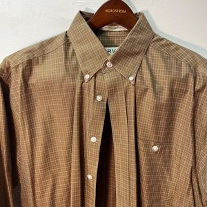 Orvis long sleeve button down shirt, Brown with check - L